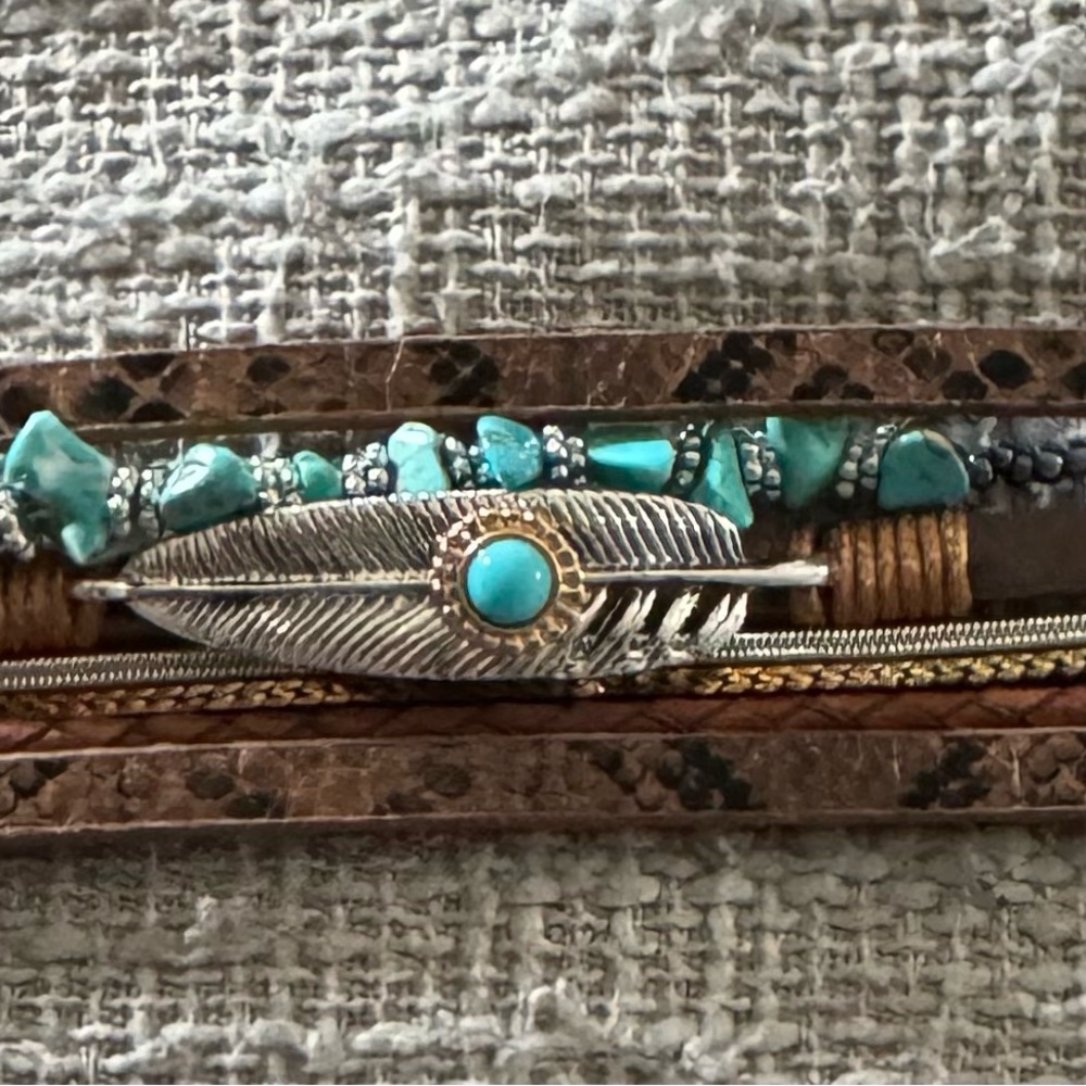 COPY - Western turquoise leather clasp bracelet.. New! - Picture 3 of 3